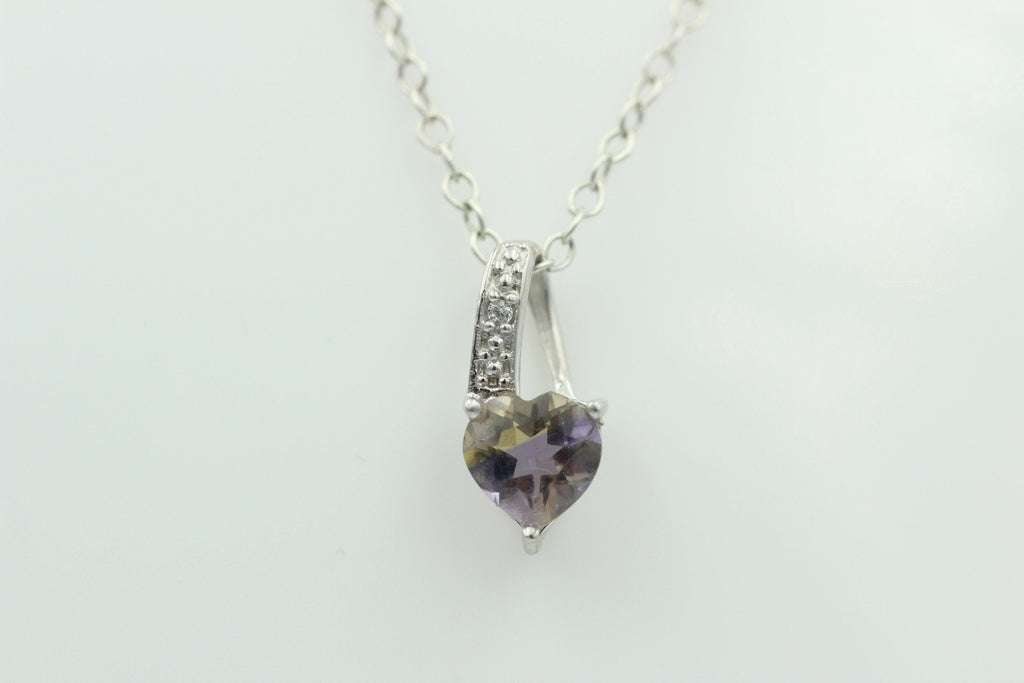 0,65 Carat  synthetischer Ametrin Herz Anhänger 925 Silber Top