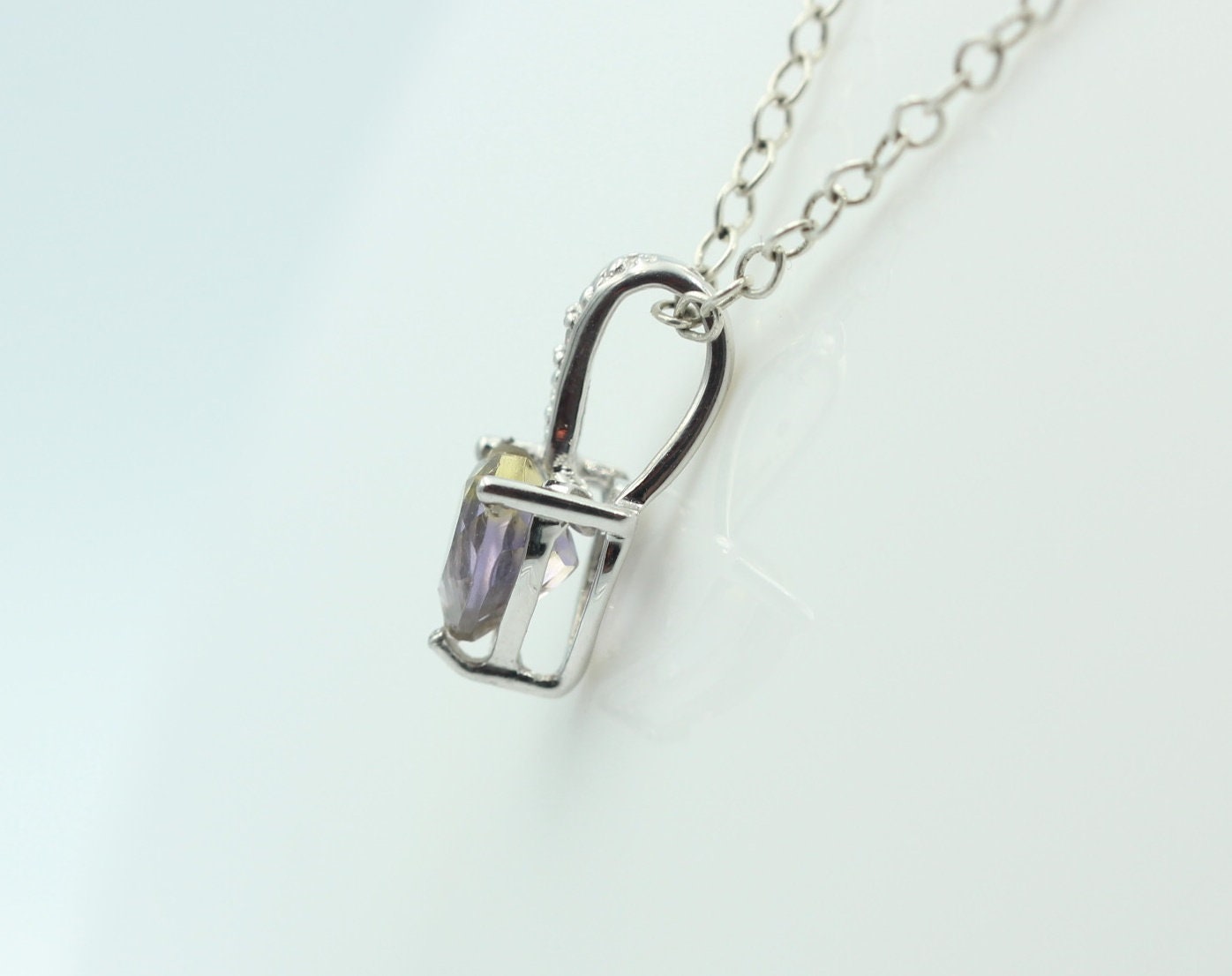 0,65 Carat  synthetischer Ametrin Herz Anhänger 925 Silber Top