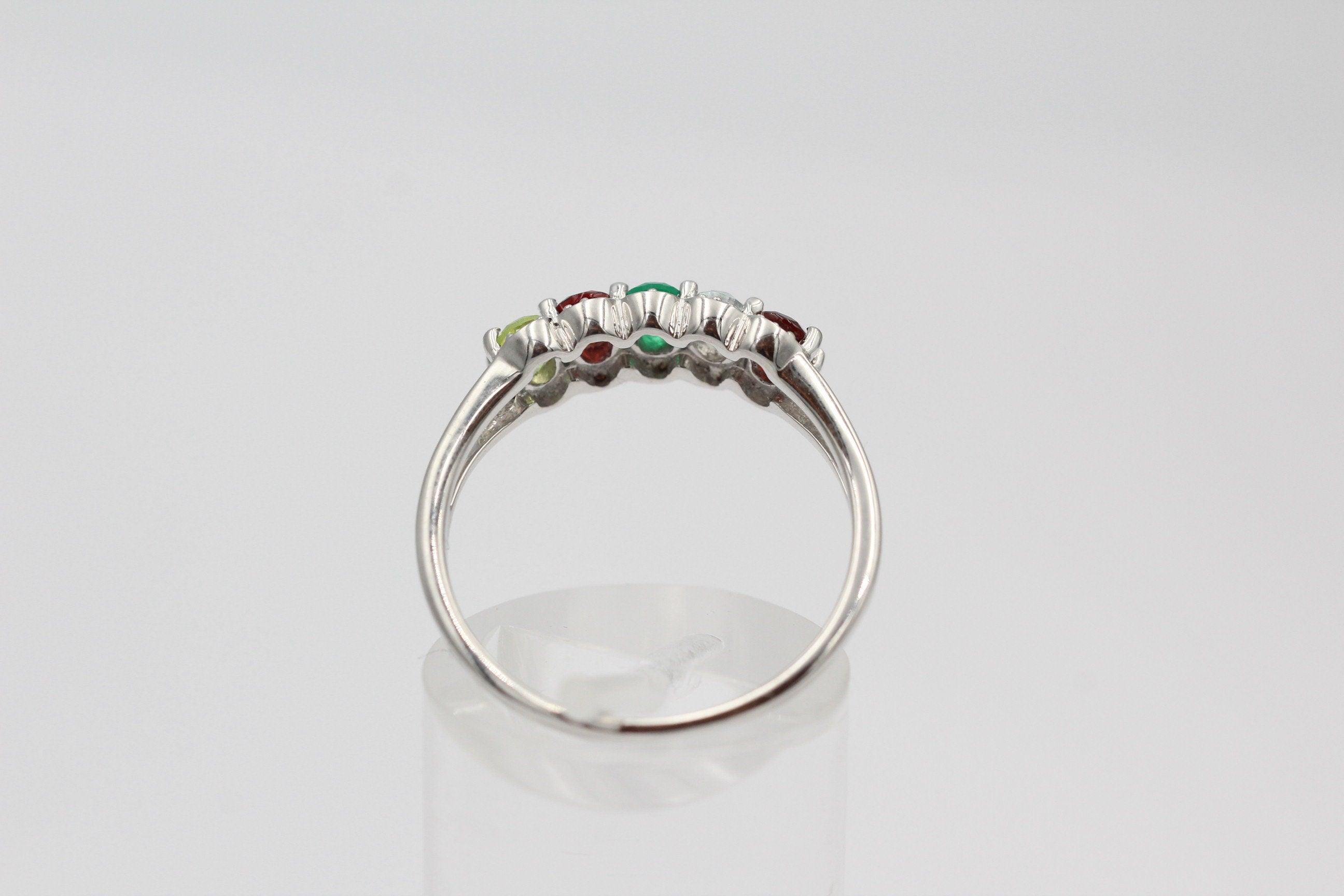 1  Carat Edesltein Ring 925 Silber Onyx Granat Blautopas Peridot Gr 7 / 17 / 54