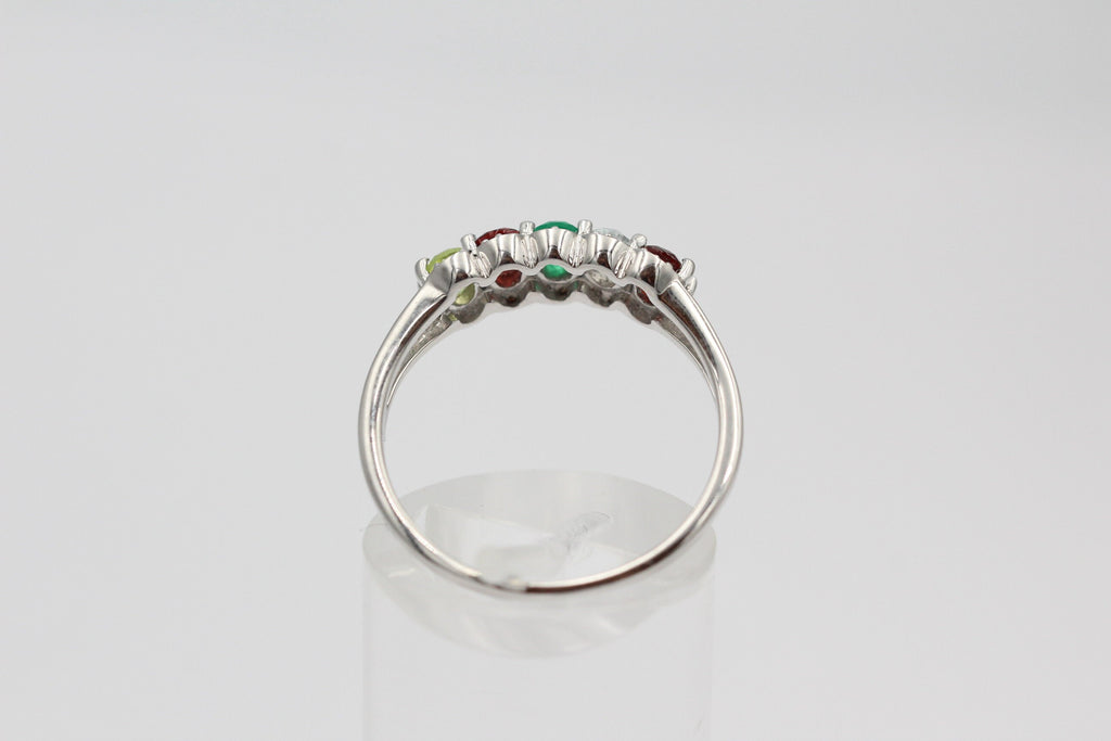 1  Carat Edesltein Ring 925 Silber Onyx Granat Blautopas Peridot Gr 7 / 17 / 54