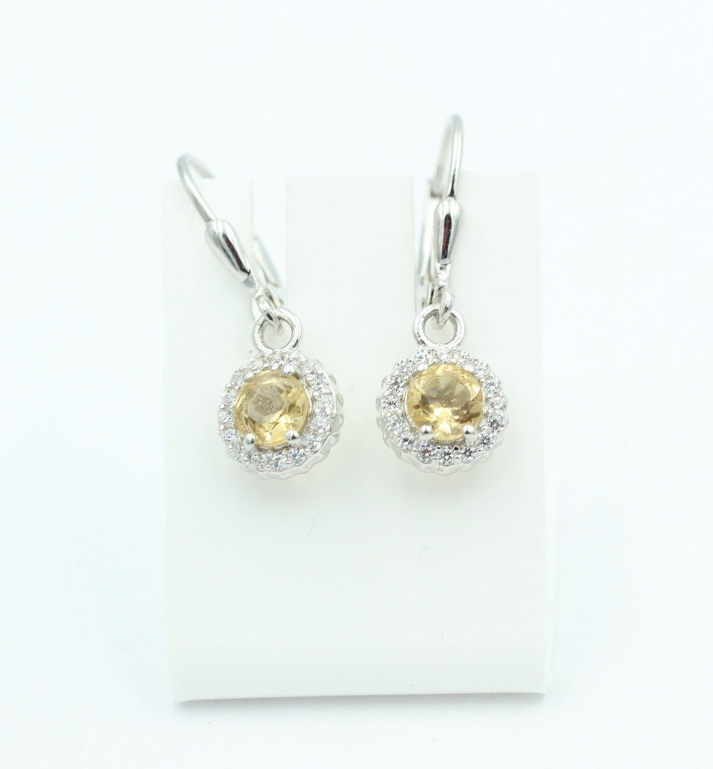 Edle 1,2 Carat Citrin Brisur 925 Silber Ohrhänger Ohrstecker mit Zirkonia Top