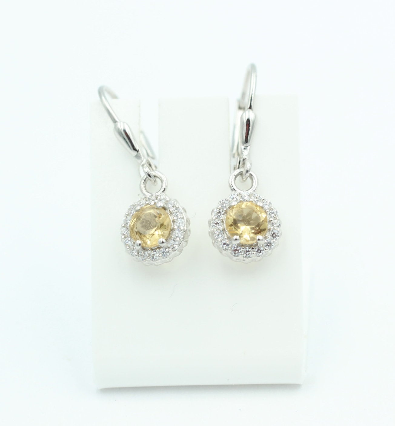 Edle 1,2 Carat Citrin Brisur 925 Silber Ohrhänger Ohrstecker mit Zirkonia Top
