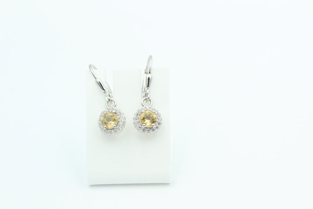 Edle 1,2 Carat Citrin Brisur 925 Silber Ohrhänger Ohrstecker mit Zirkonia Top