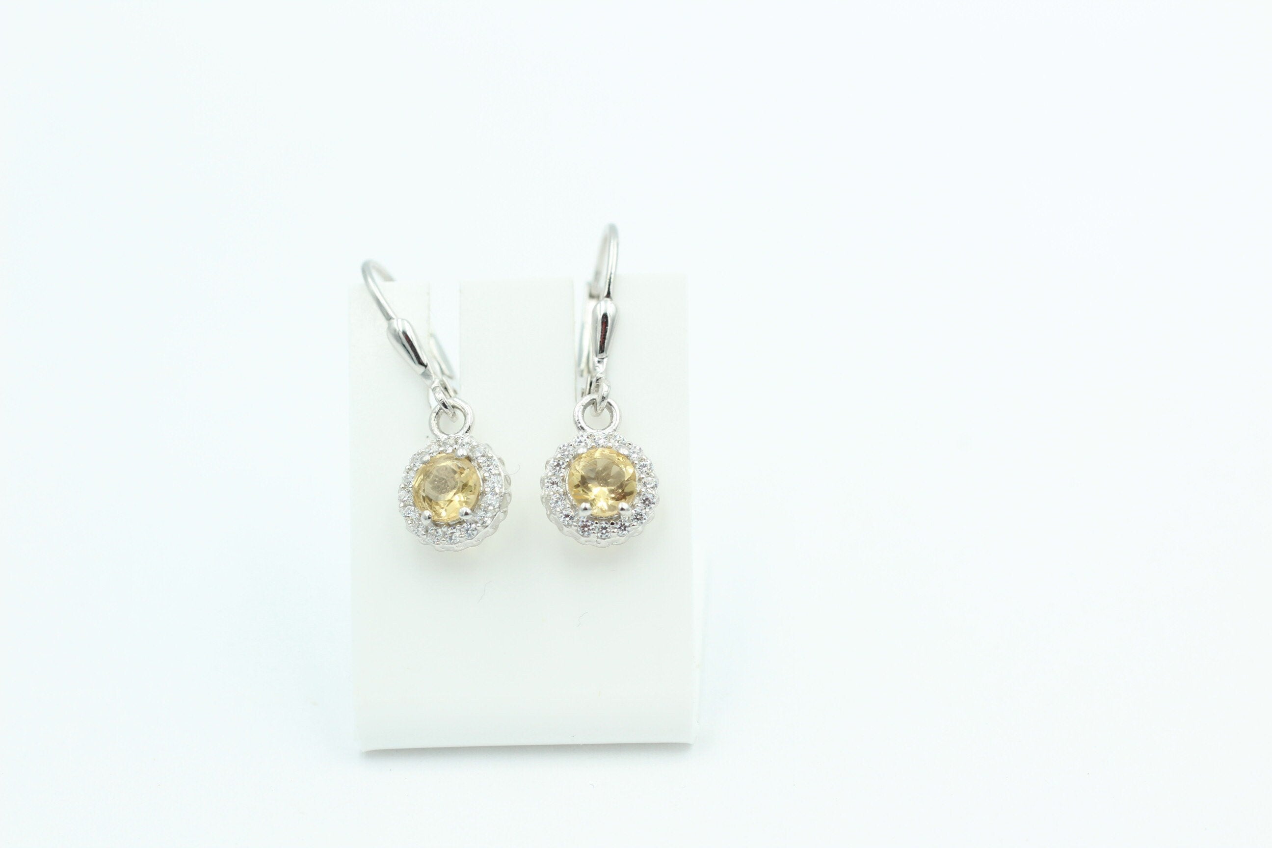 Edle 1,2 Carat Citrin Brisur 925 Silber Ohrhänger Ohrstecker mit Zirkonia Top