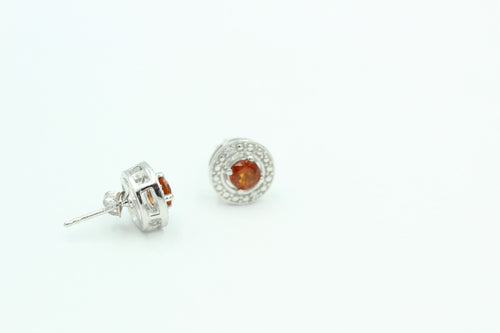 1,2 Carat orange Kyanit Ohrstecker 925 Silber Kyanitschmuck mit Zirkonias Top