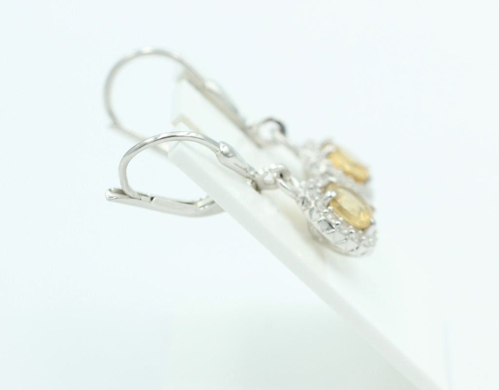Edle 1,2 Carat Citrin Brisur 925 Silber Ohrhänger Ohrstecker mit Zirkonia Top