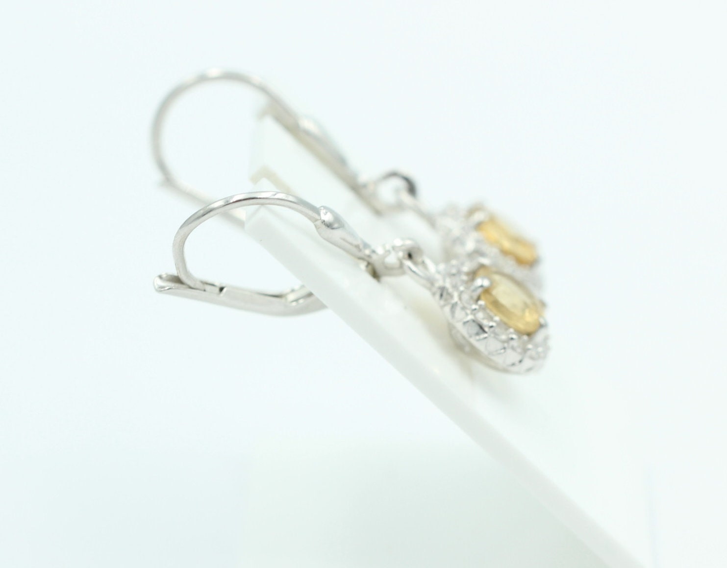 Edle 1,2 Carat Citrin Brisur 925 Silber Ohrhänger Ohrstecker mit Zirkonia Top