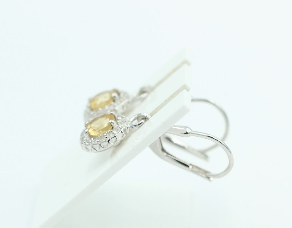 Edle 1,2 Carat Citrin Brisur 925 Silber Ohrhänger Ohrstecker mit Zirkonia Top