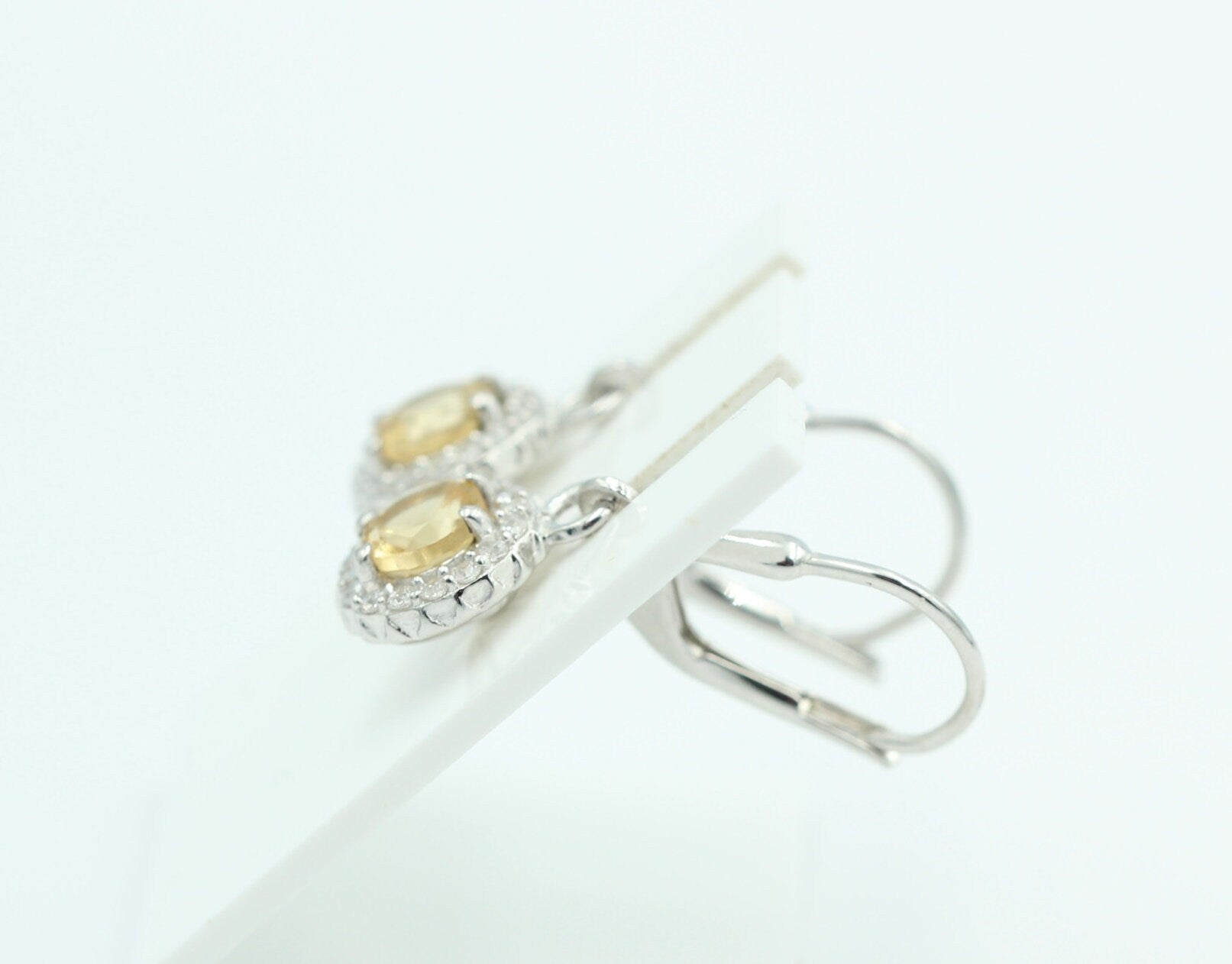 Edle 1,2 Carat Citrin Brisur 925 Silber Ohrhänger Ohrstecker mit Zirkonia Top