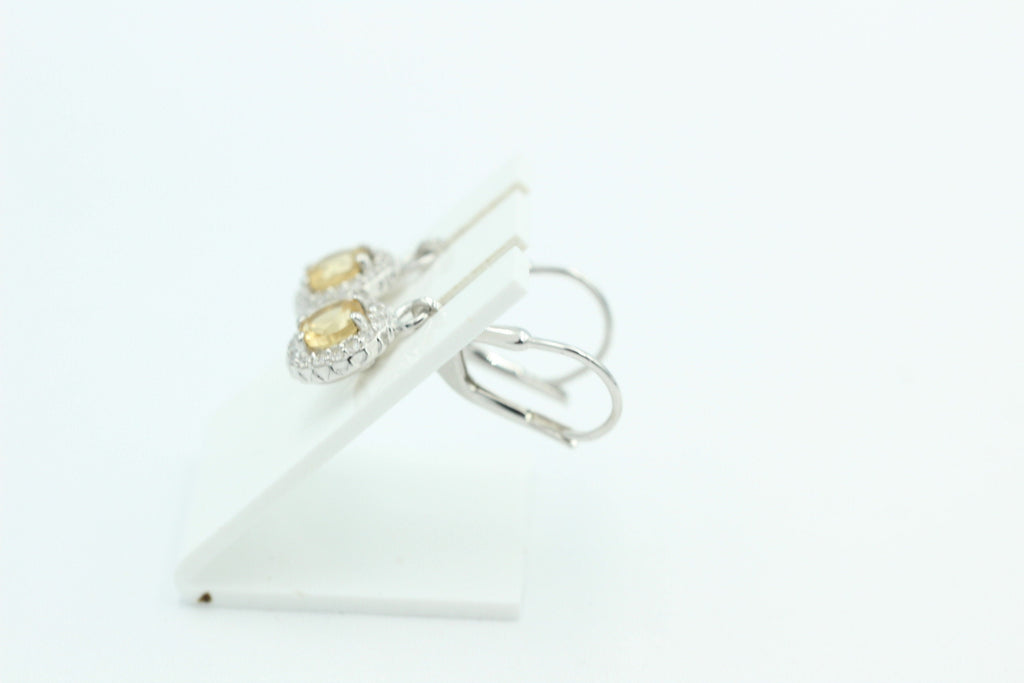 Edle 1,2 Carat Citrin Brisur 925 Silber Ohrhänger Ohrstecker mit Zirkonia Top