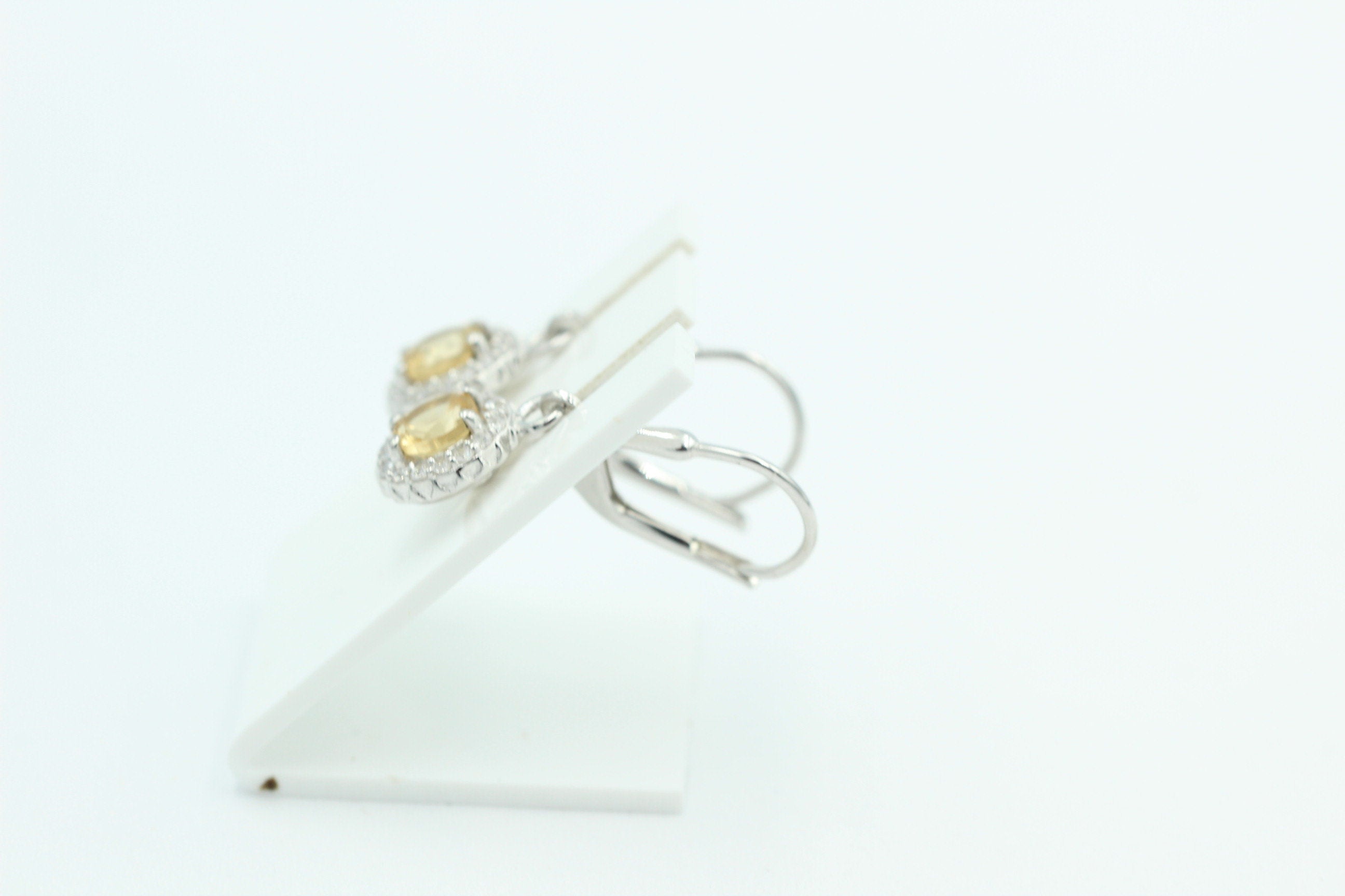 Edle 1,2 Carat Citrin Brisur 925 Silber Ohrhänger Ohrstecker mit Zirkonia Top