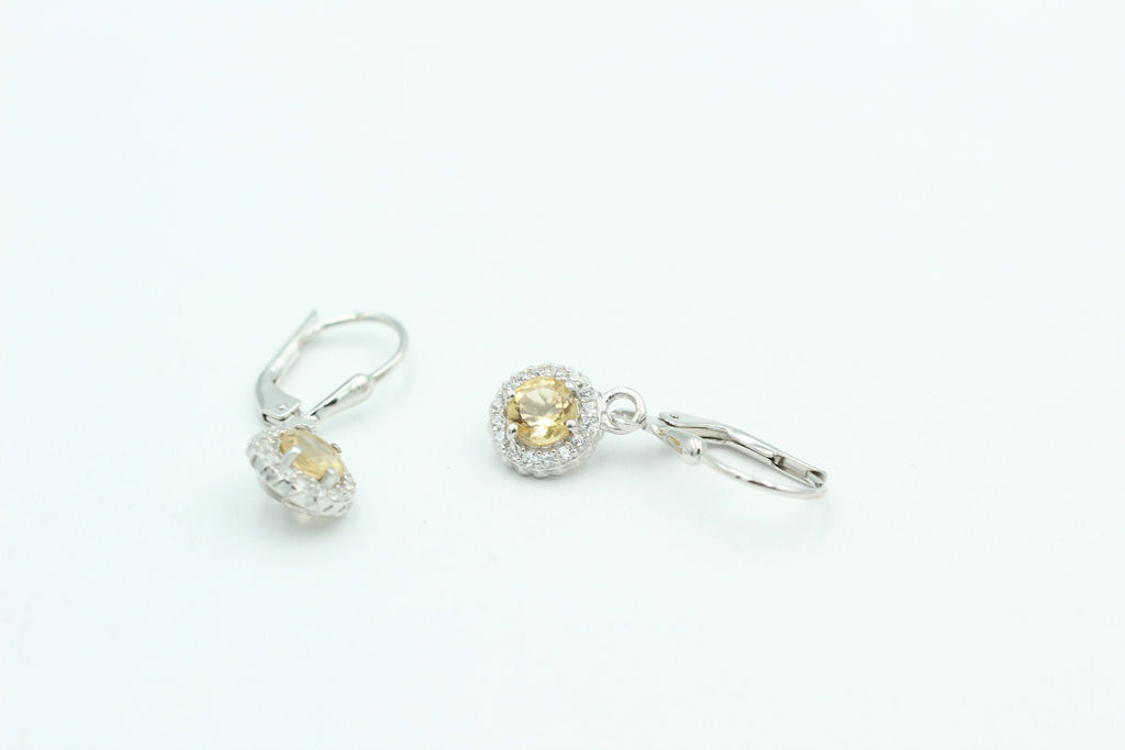 Edle 1,2 Carat Citrin Brisur 925 Silber Ohrhänger Ohrstecker mit Zirkonia Top