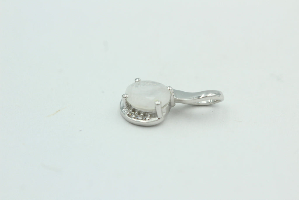 1,12 Carat Regenbogen Mondstein Anhänger 925 Silber Collier Kette mit Zirkonia