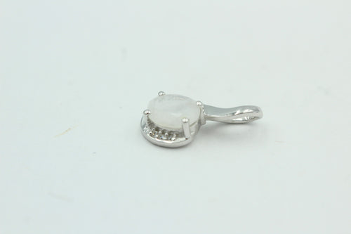 1,12 Carat Regenbogen Mondstein Anhänger 925 Silber Collier Kette mit Zirkonia