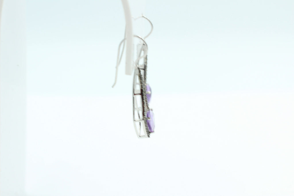 3,0 Carat brasilanischer Amethyst Ohrhaken schwarzem Spinell Ohrhaken 925 Silber
