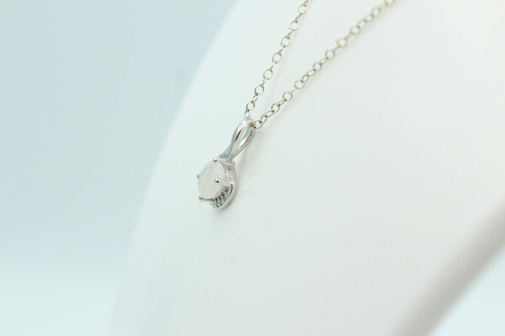 1,12 Carat Regenbogen Mondstein Anhänger 925 Silber Collier Kette mit Zirkonia