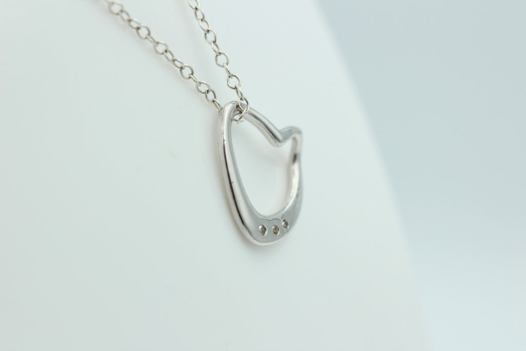 Edler 0,03 Carat champagner Diamant Herzanhänger 925 Silber Herz Collier Kette