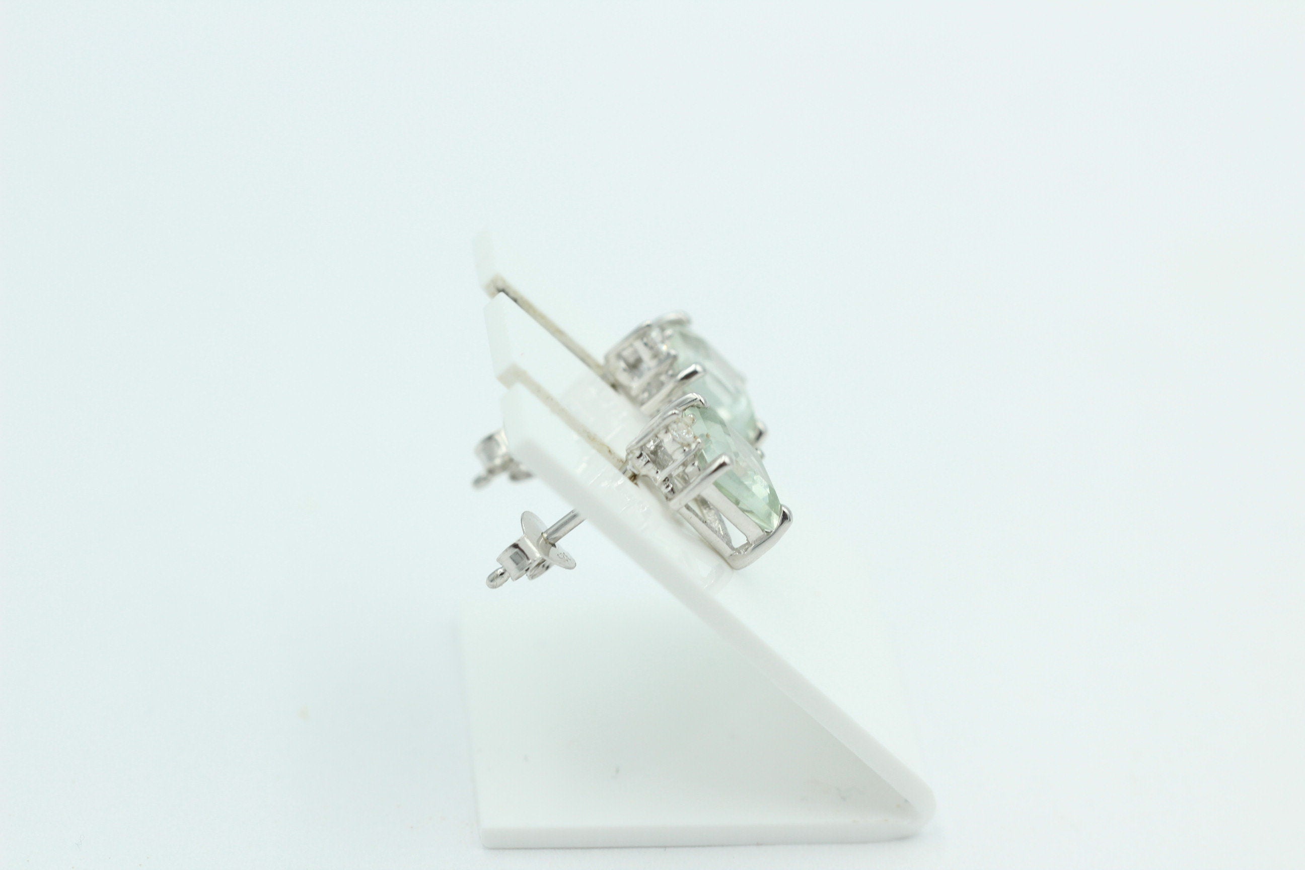 Edle 2,2 Carat Prasiolith Ohrstecker 925 Silber mit Zirkonia Top grüner Amethyst