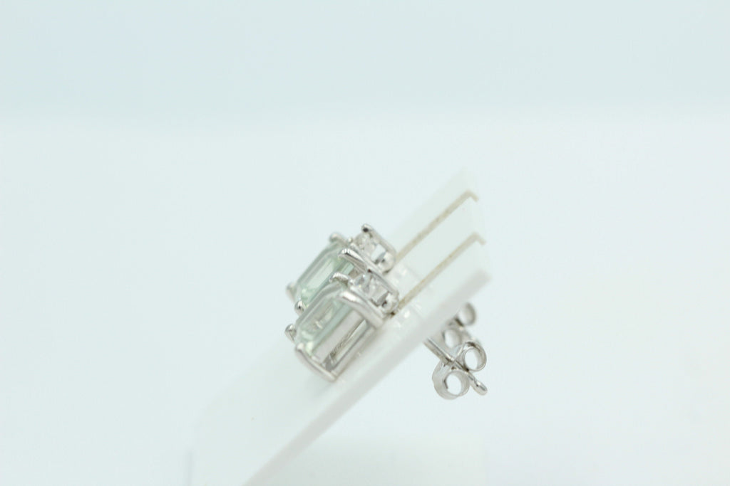 Edle 2,2 Carat Prasiolith Ohrstecker 925 Silber mit Zirkonia Top grüner Amethyst