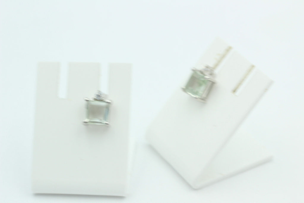 Edle 2,2 Carat Prasiolith Ohrstecker 925 Silber mit Zirkonia Top grüner Amethyst