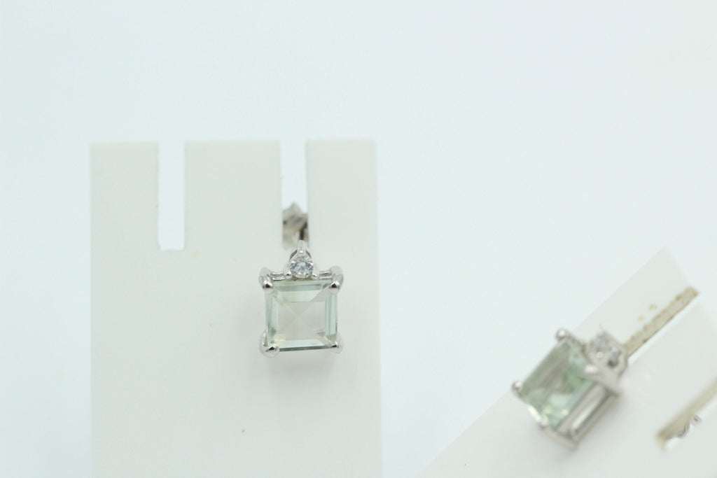 Edle 2,2 Carat Prasiolith Ohrstecker 925 Silber mit Zirkonia Top grüner Amethyst