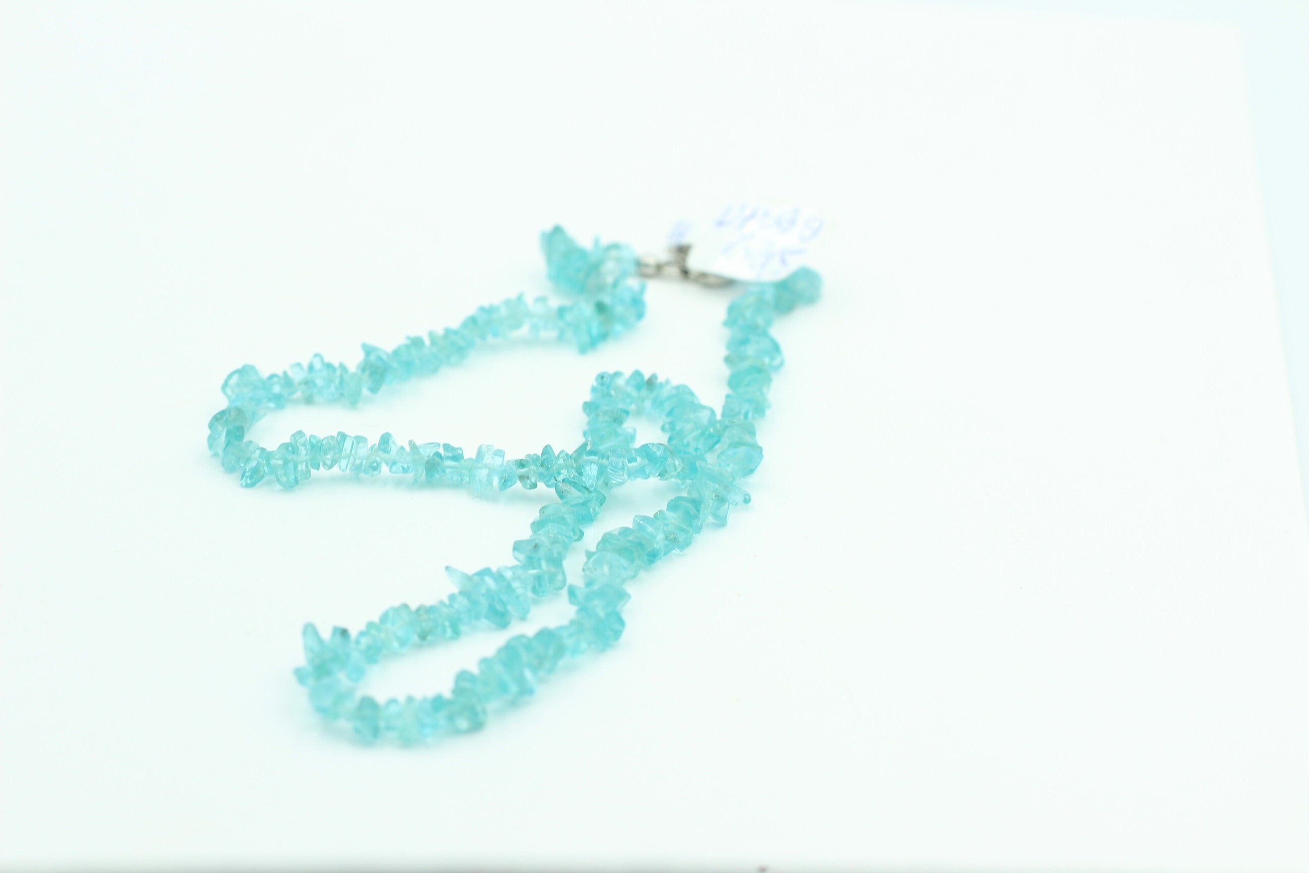 32 Carat Neon Apatit Collier Kette Splitterkette 925 Sterling Silber Top