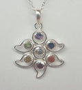 Edler 0,7 Carat Chakra Anhanger Collier Kette 925 Silber 7 Edelsteine Top