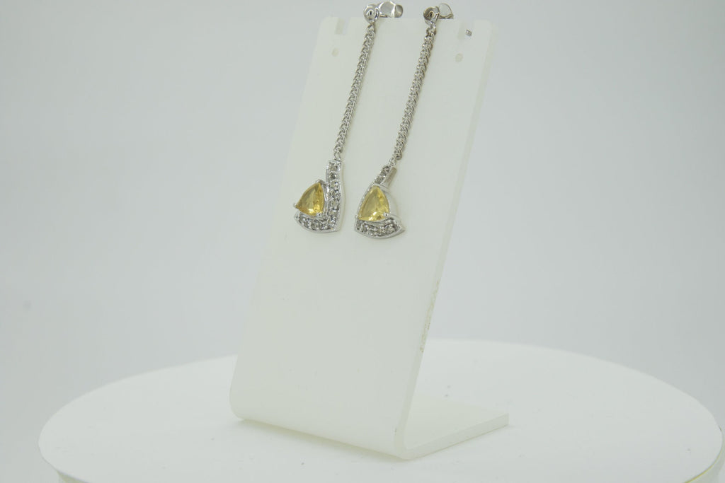 Edle 1,15 Carat Citrin weisstopas Ohrhanger 925 Silber weisster Topask Ohrstecker