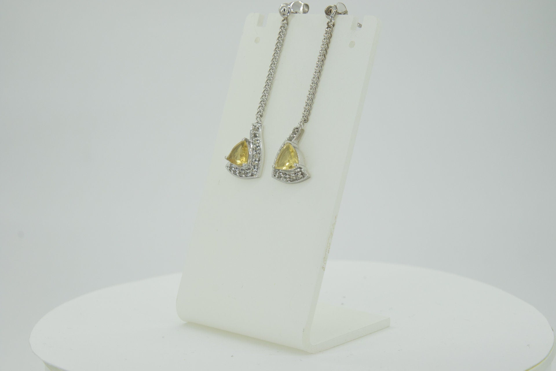 Edle 1,15 Carat Citrin weisstopas Ohrhanger 925 Silber weisster Topask Ohrstecker
