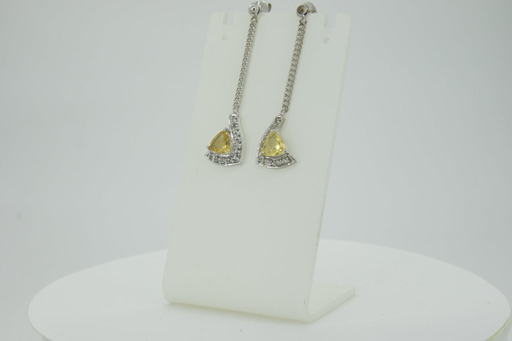Edle 1,15 Carat Citrin weisstopas Ohrhanger 925 Silber weisster Topask Ohrstecker