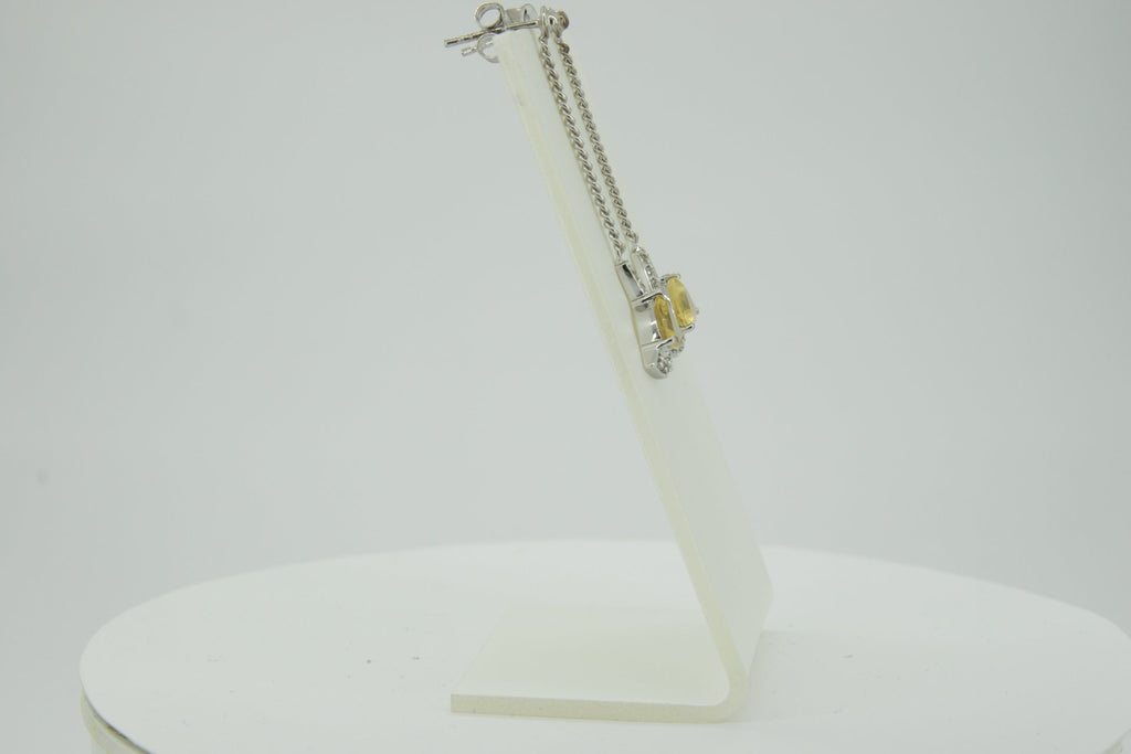Edle 1,15 Carat Citrin weisstopas Ohrhanger 925 Silber weisster Topask Ohrstecker