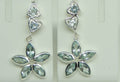 1,55 Carat Blautopas Blumen Ohrstecker, Ohrhanger,925 Silber mit Herzen