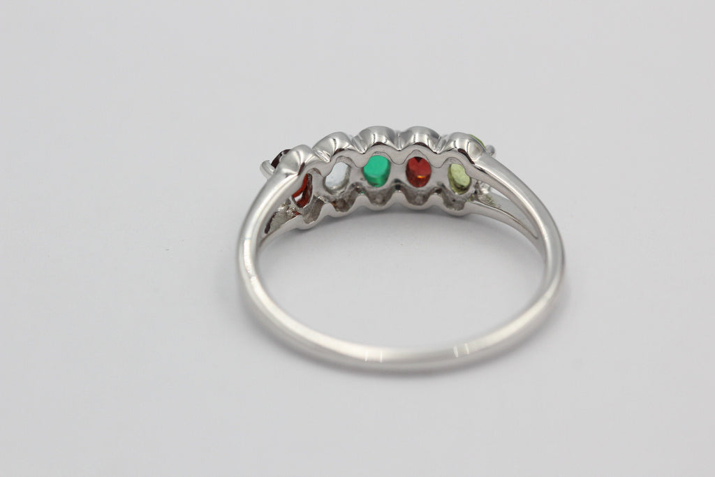 1  Carat Edesltein Ring 925 Silber Onyx Granat Blautopas Peridot 6 / 16,5 / 51,9