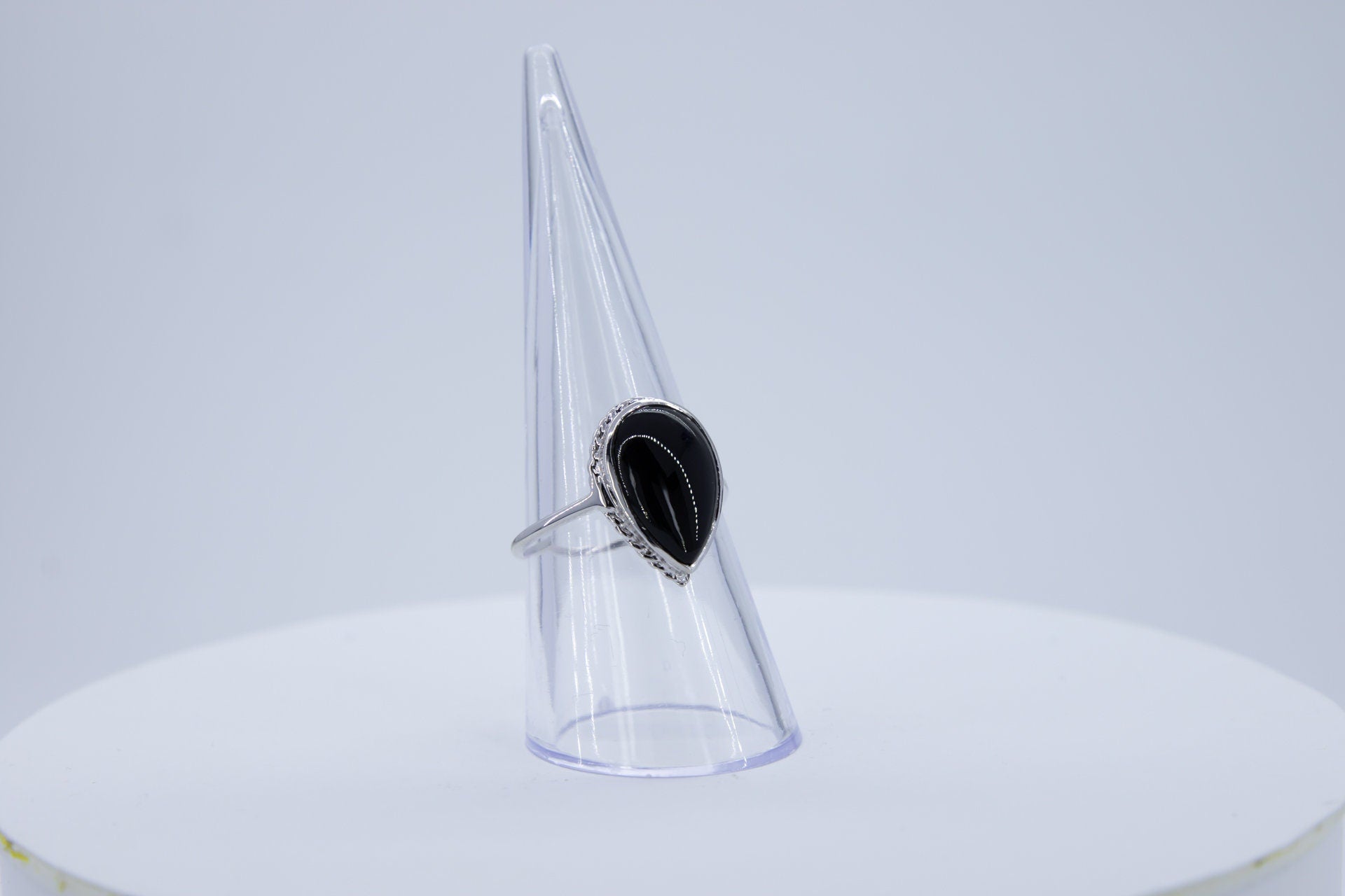 Edler 6,9 Carat schwarzer Onyx Ring Fingerring 925 Silber Grasse 58 / 8 /18,5