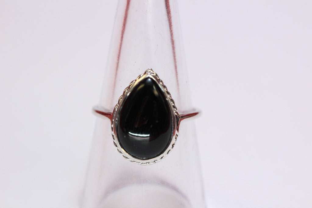 Edler 6,9 Carat schwarzer Onyx Ring Fingerring 925 Silber Grasse 58 / 8 /18,5