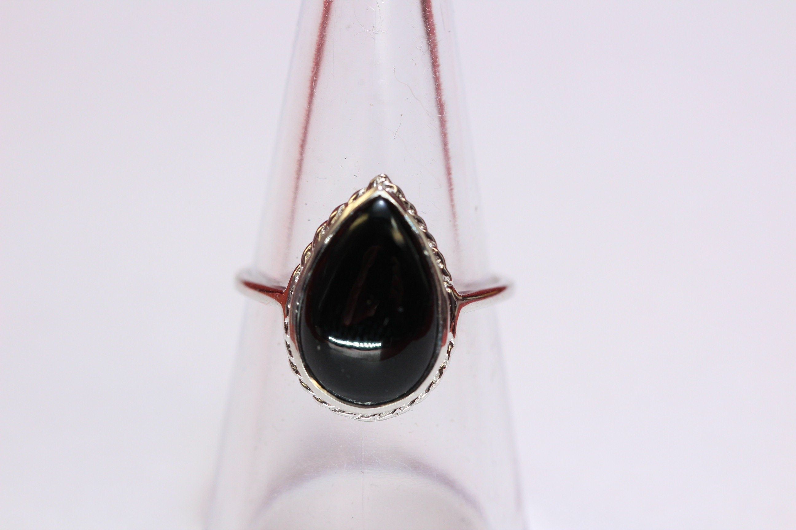 Edler 6,9 Carat schwarzer Onyx Ring Fingerring 925 Silber Grasse 58 / 8 /18,5