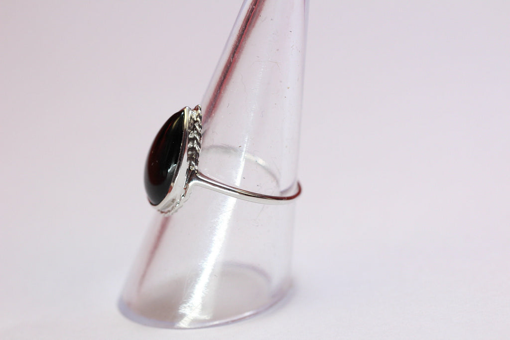 Edler 6,9 Carat schwarzer Onyx Ring Fingerring 925 Silber Grasse 58 / 8 /18,5