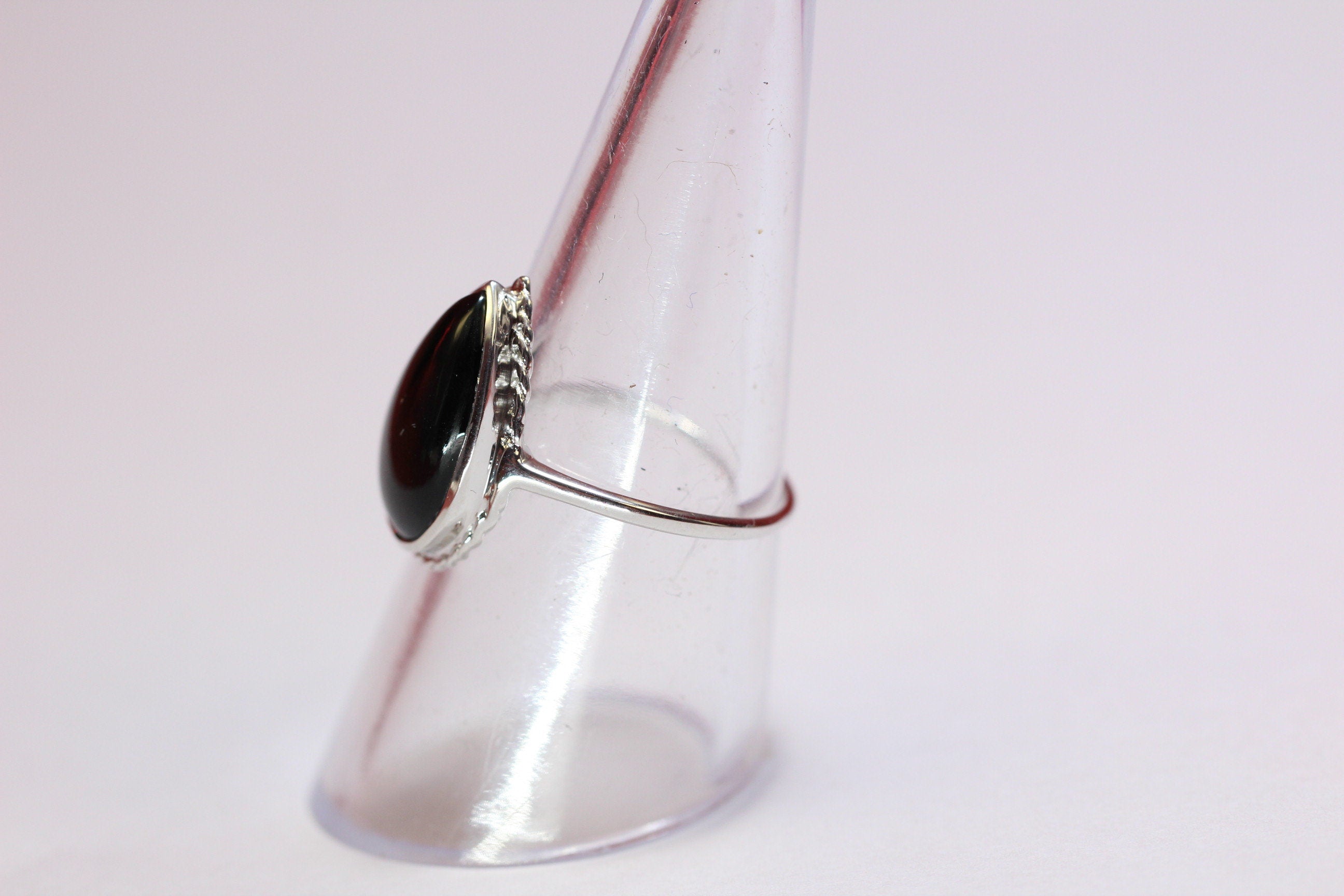 Edler 6,9 Carat schwarzer Onyx Ring Fingerring 925 Silber Grasse 58 / 8 /18,5