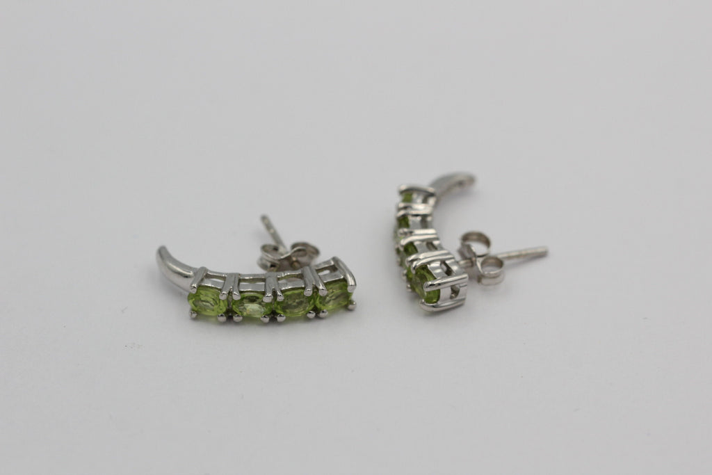Edle 1,52 Carat Peridot Ohrstecker 925 Silber maigrüner Olivin Ohrschmuck