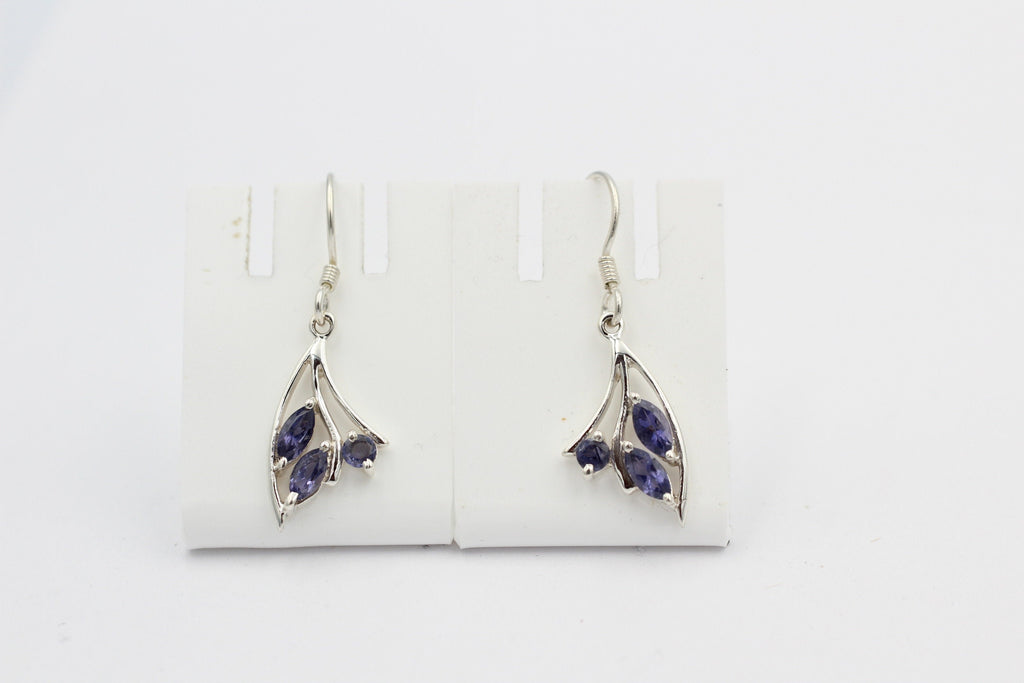 Edle 0,74 Carat Iolith Ohrhänger 925 Silber Wassersaphir Luchssaphir Ohrschmuck