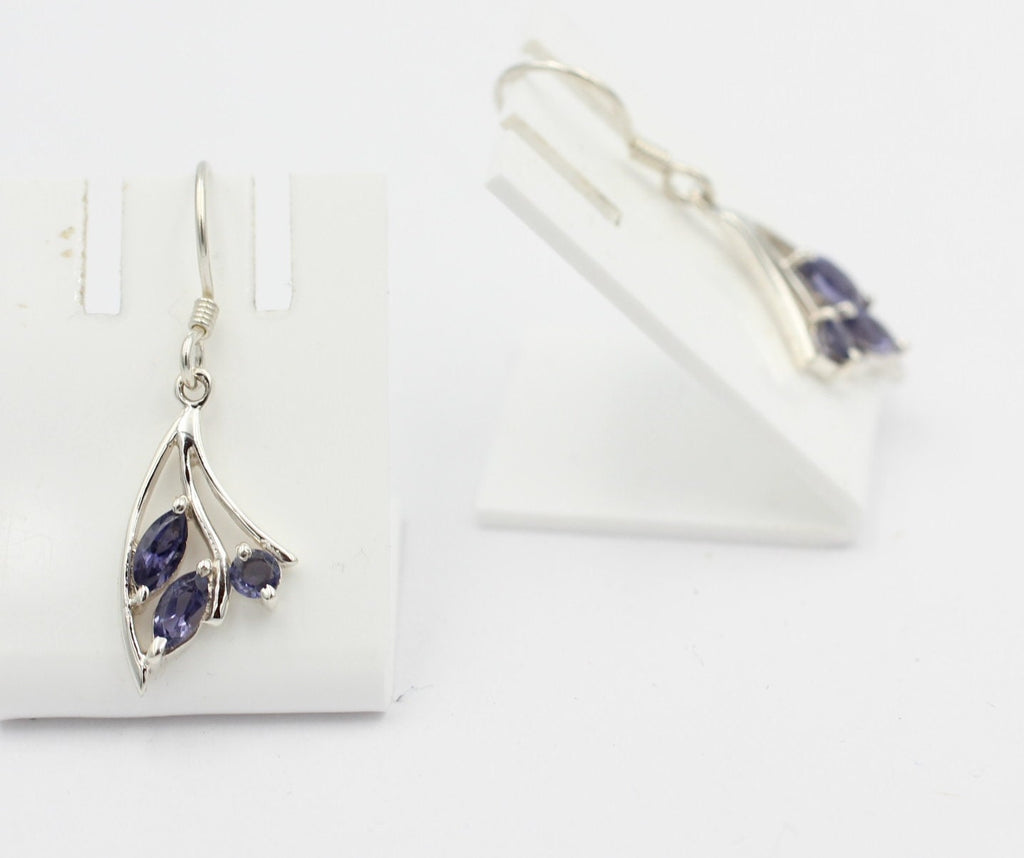 Edle 0,74 Carat Iolith Ohrhänger 925 Silber Wassersaphir Luchssaphir Ohrschmuck