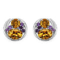 Designer 3,9 Carat Citrin Amethyst Ohrstecker 925 Silber Ohrring Edel
