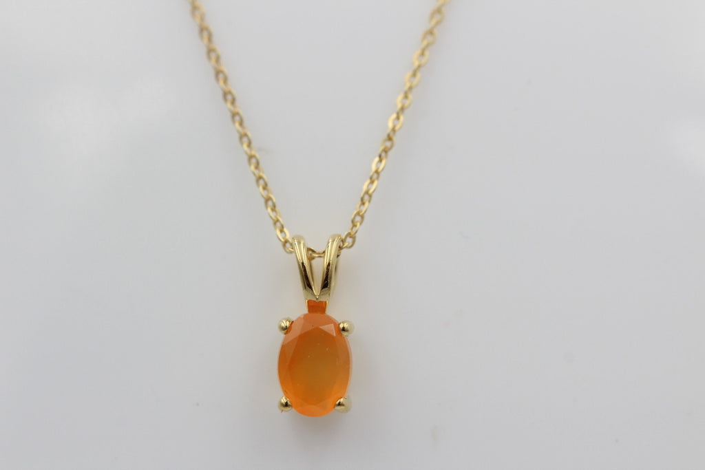 0,75 Carat leuchtender Carneol Anhänger 925 Silber Collier Kette vergoldet