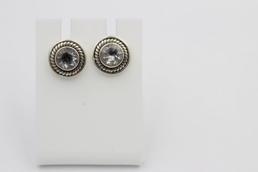 Edle 0,58  Carat Weißtopas Ohrstecker 925 Silber weißer Topas Unisex Schmuck