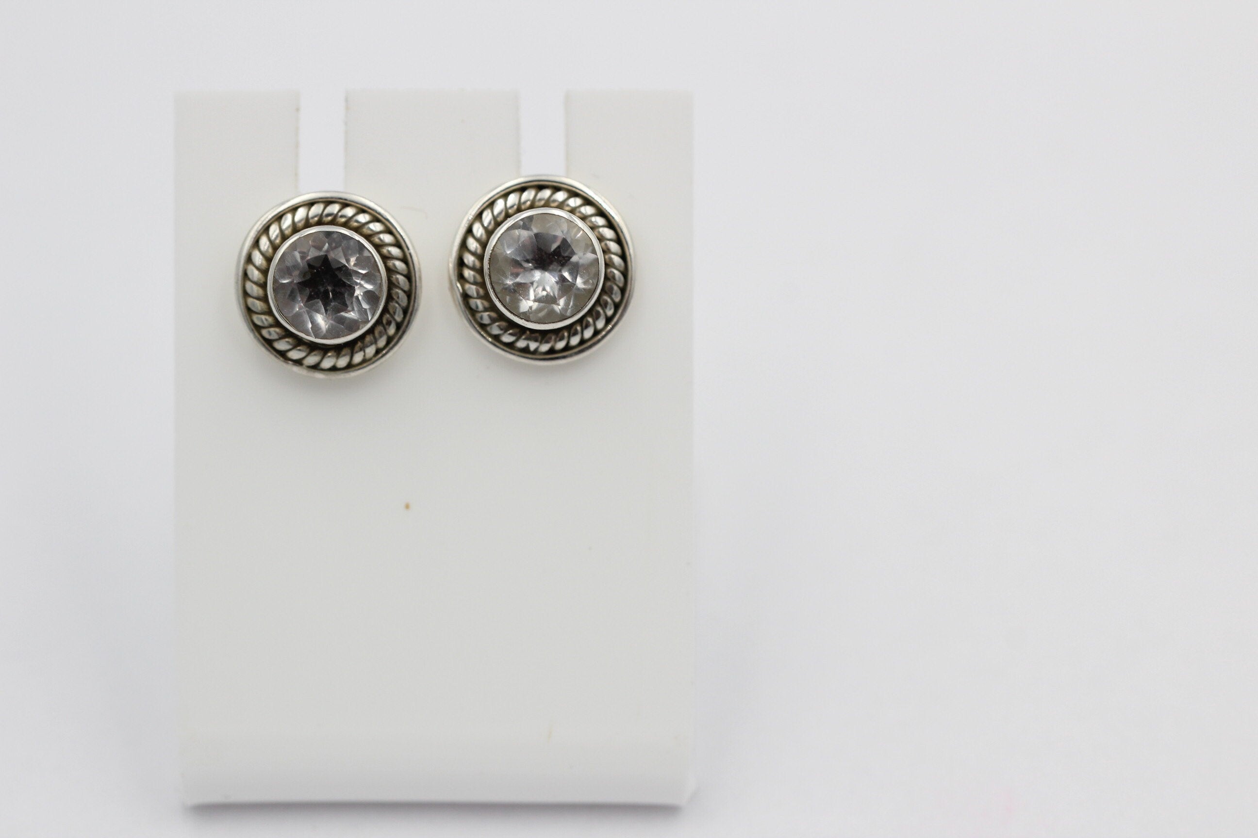 Edle 0,58  Carat Weißtopas Ohrstecker 925 Silber weißer Topas Unisex Schmuck