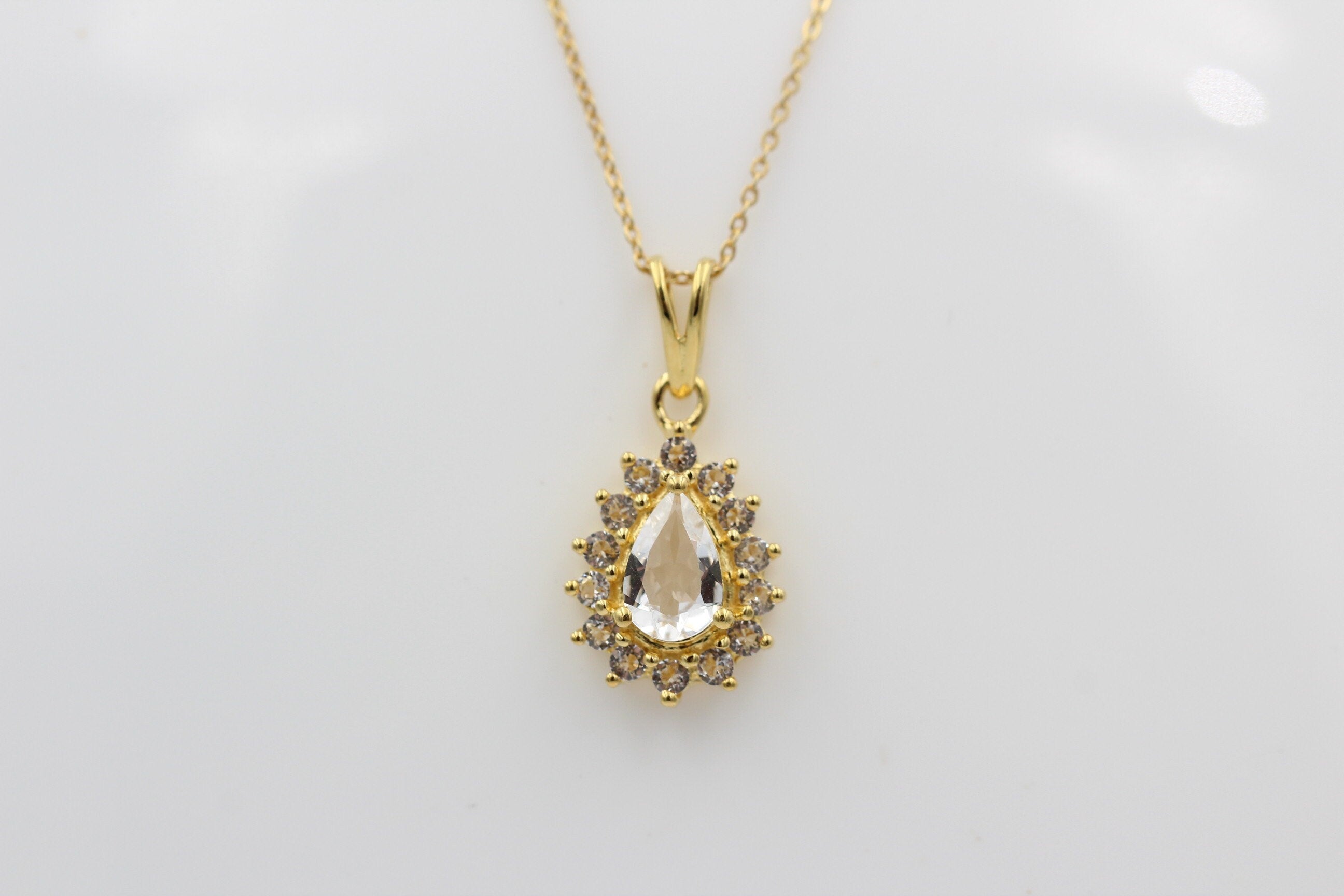 Edler 1,35 Carat  Weißtopas Anhänger 925 Silberweißer Topas Top