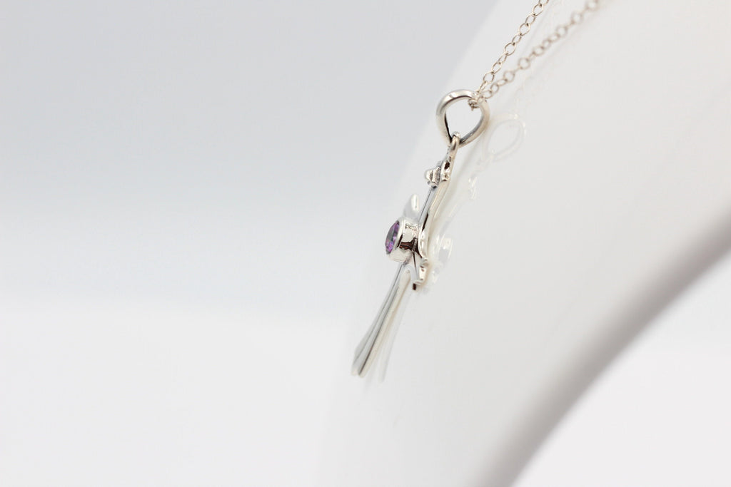 0,36 Carat Iolith Kreuz Anhänger 925 Silber Wassersaphir Luchssaphir