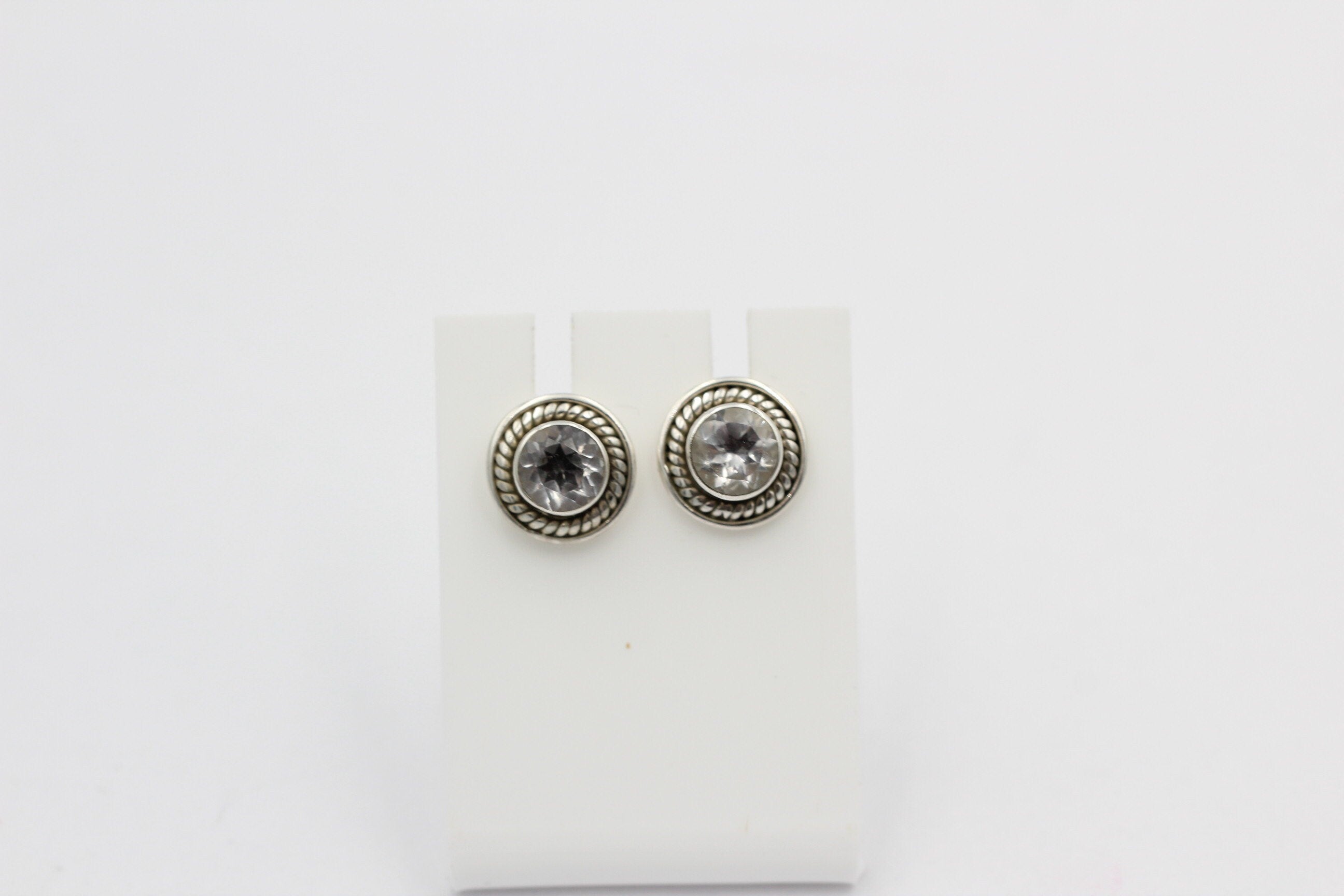 Edle 0,58  Carat Weißtopas Ohrstecker 925 Silber weißer Topas Unisex Schmuck