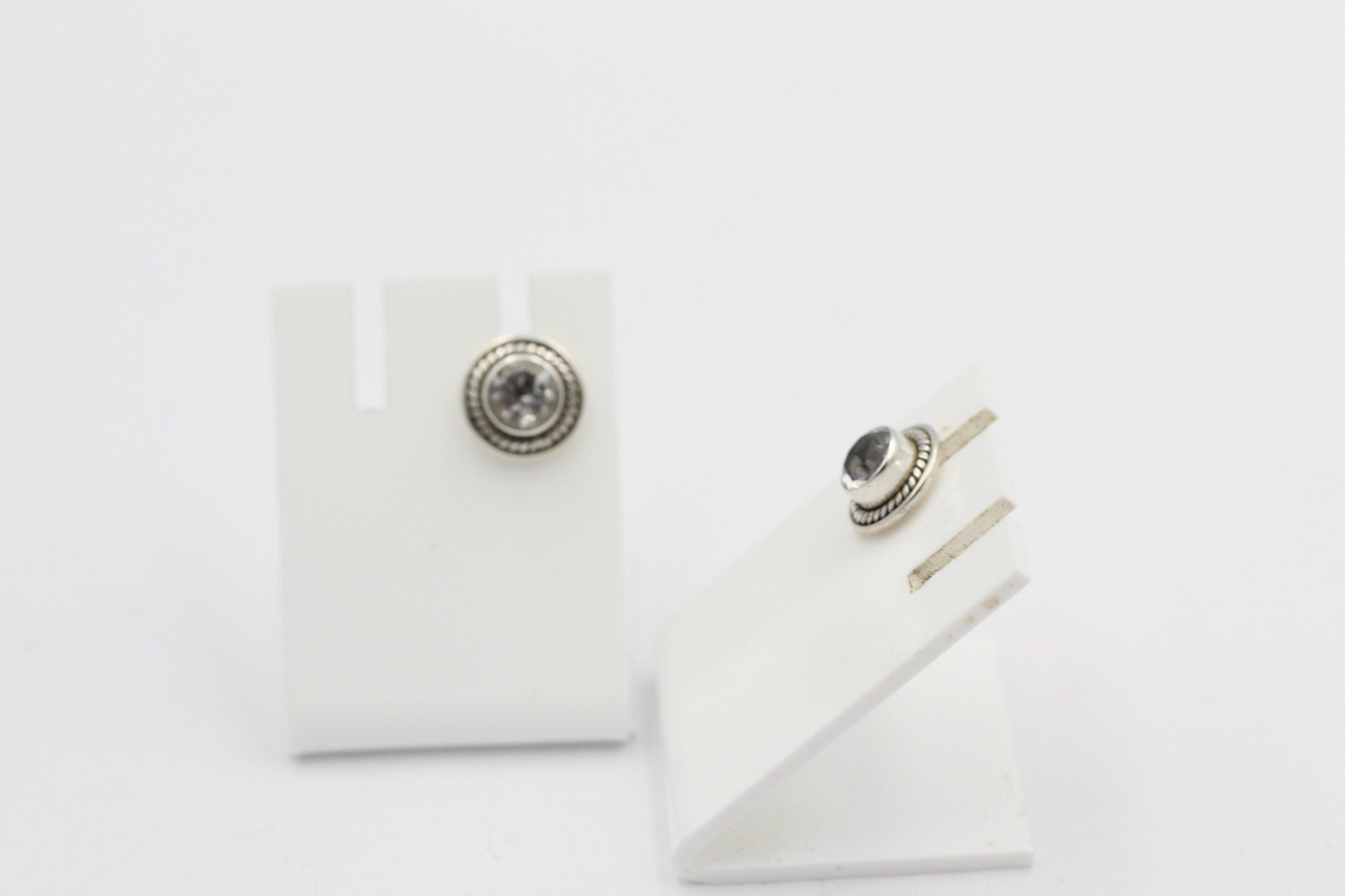 Edle 0,58  Carat Weißtopas Ohrstecker 925 Silber weißer Topas Unisex Schmuck