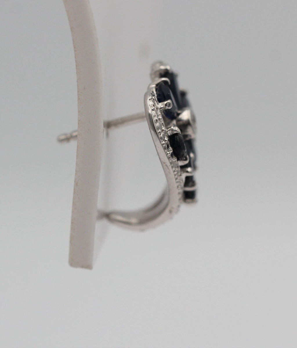 Edle 3,36 Carat Sahpir Ohrstecker 925 Silber blauer Saphir Ohrschmuck